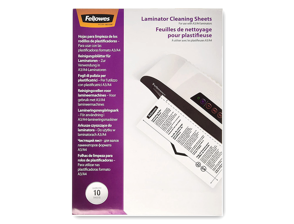 Folha de limpeza fellowes para plastificadora pack de 10 unidades ( Imagem 2 de 3 ) - Preview