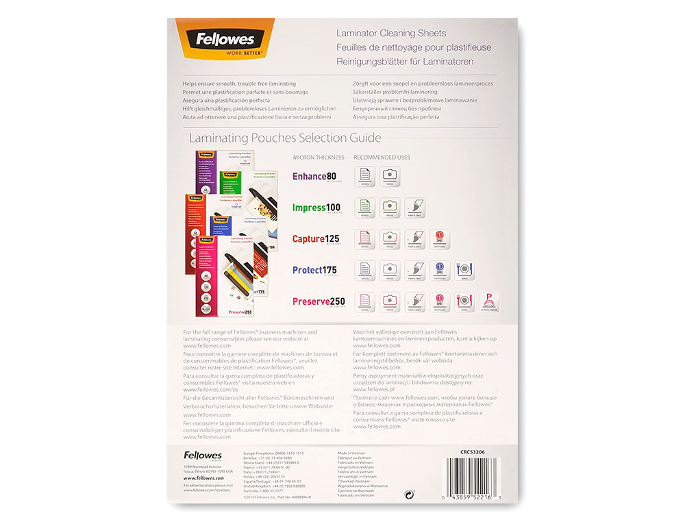 Folha de limpeza fellowes para plastificadora pack de 10 unidades ( Imagem 3 de 3 ) - Preview
