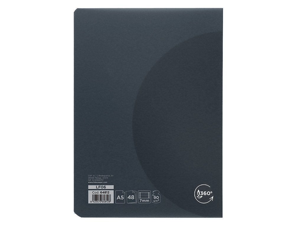 Stapled Notebook Liderpapel 360 Black Plastic Cover A5, 48 Sheets, 90gsm Lined with Double Margin ( Imagem 3 de 10 ) - Preview