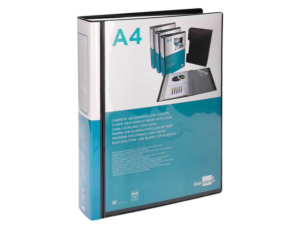 Capa catalogo liderpapel 100 bolsas din a4 preta com caixa ( Imagem 5 de 12 ) - Preview