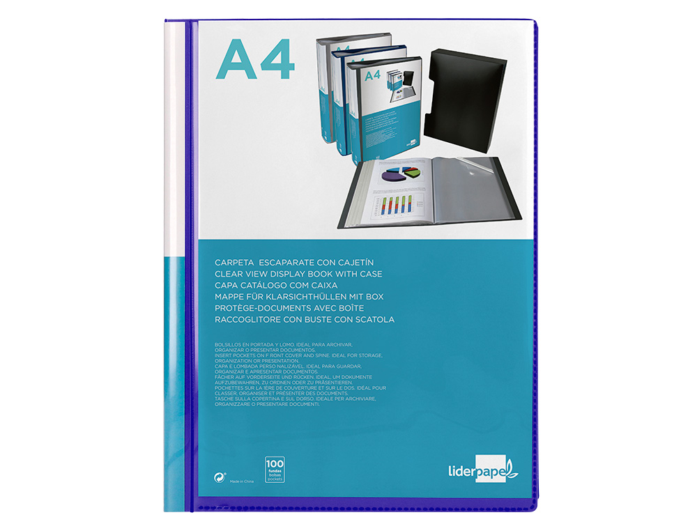 Capa catalogo liderpapel 100 bolsas din a4 azul com caixa ( Imagem 2 de 22 ) - Preview
