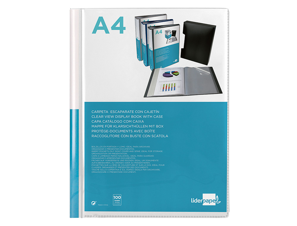 Capa catalogo liderpapel 100 bolsas din a4 transparente com caixa ( Imagem 2 de 15 ) - Preview