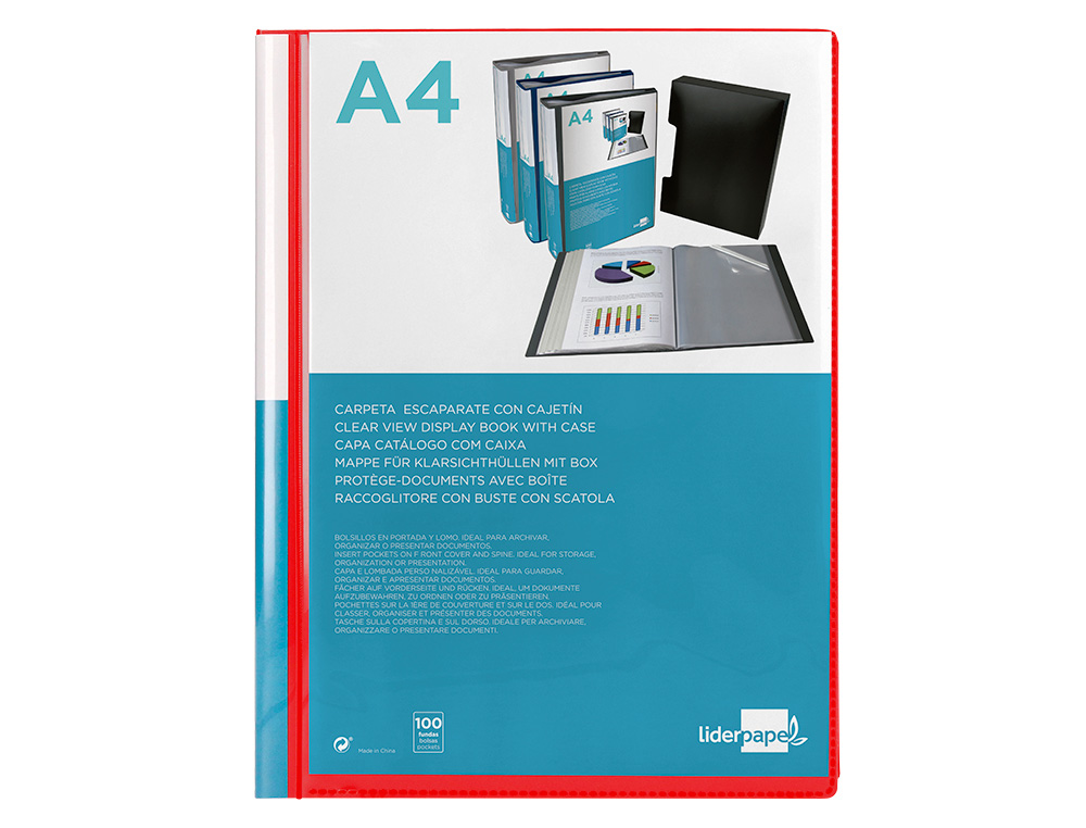 Liderpapel Catalog Cover - 100 Din A4 Pockets - Translucent Red (with box) ( Imagem 2 de 17 ) - Preview