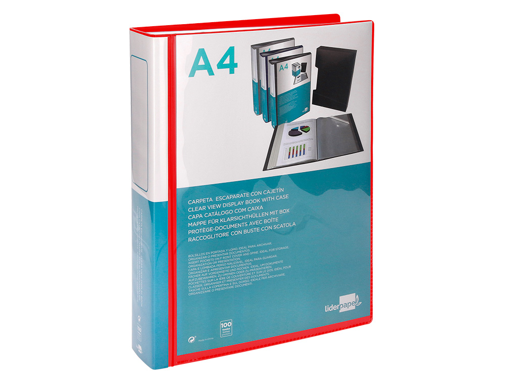 Liderpapel Catalog Cover - 100 Din A4 Pockets - Translucent Red (with box) ( Imagem 5 de 17 ) - Preview