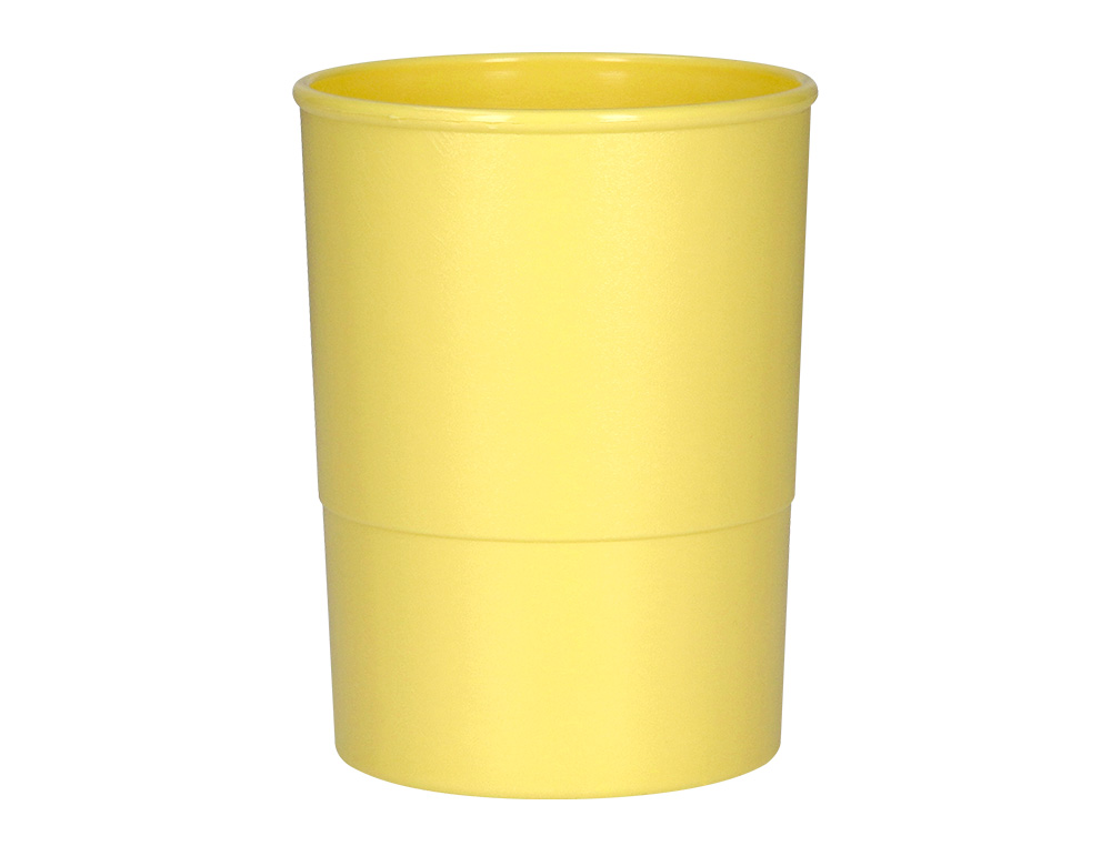 Porta lapis q-connect plastico diametro 75 mm altura 100 mm amarelo pastel ( Imagem 2 de 7 ) - Preview