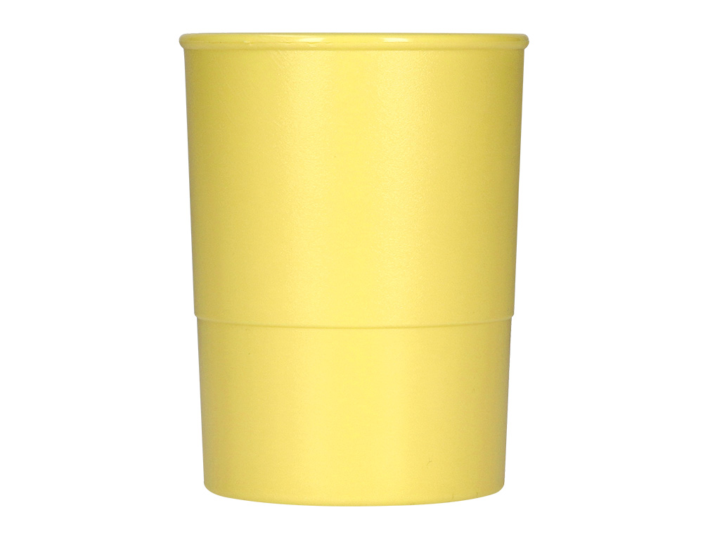 Porta lapis q-connect plastico diametro 75 mm altura 100 mm amarelo pastel ( Imagem 3 de 7 ) - Preview