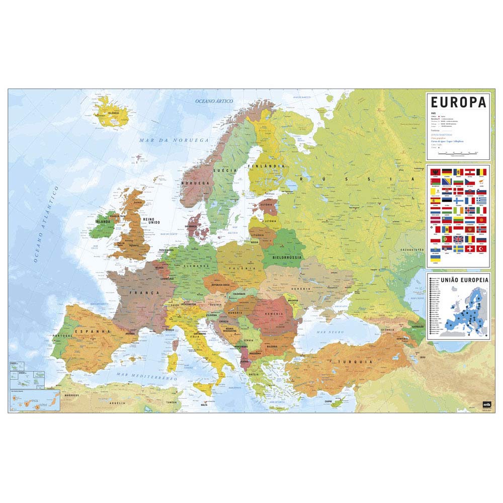 Mapa Da Europa Fisico Politico 61X91,5Cm Gpe5442 ( Imagem 2 de 2 ) - Preview