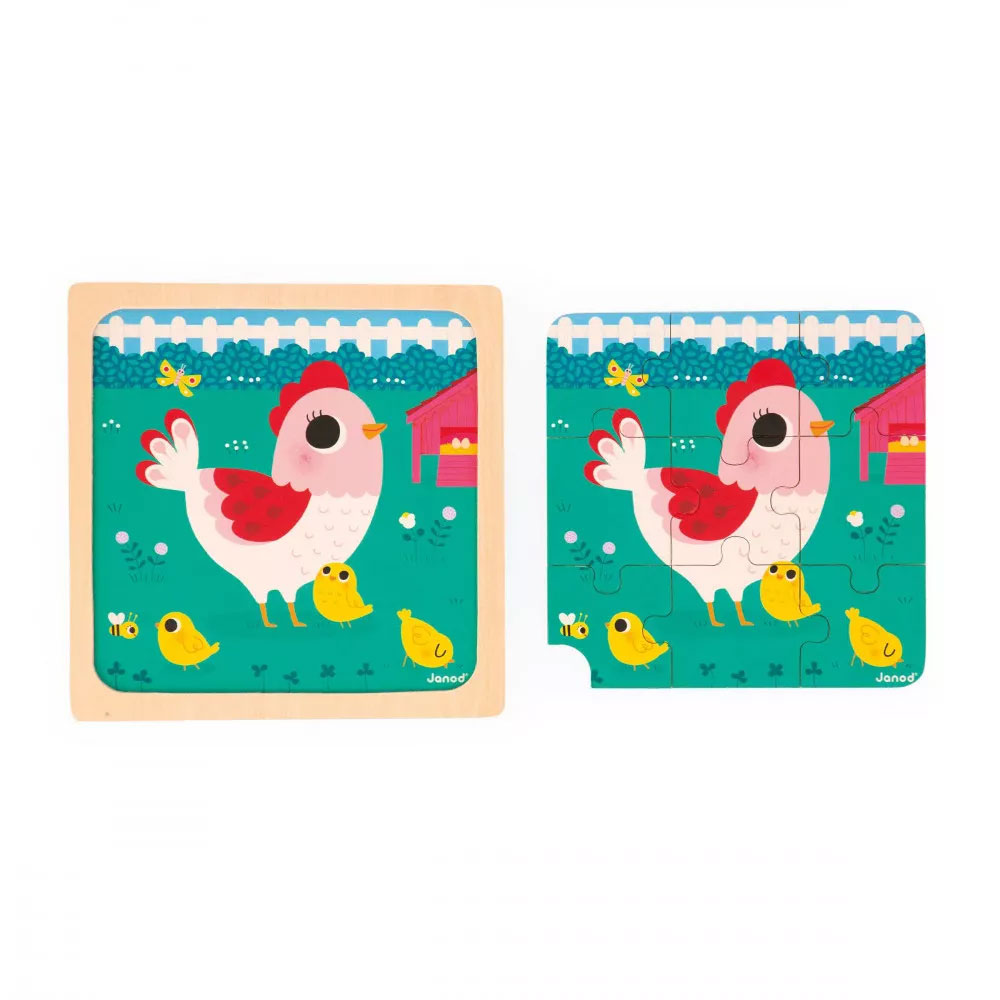 Puzzle De Madeira Janod 9 Peças Galinha Henriette J07110 ( Imagem 3 de 4 ) - Preview