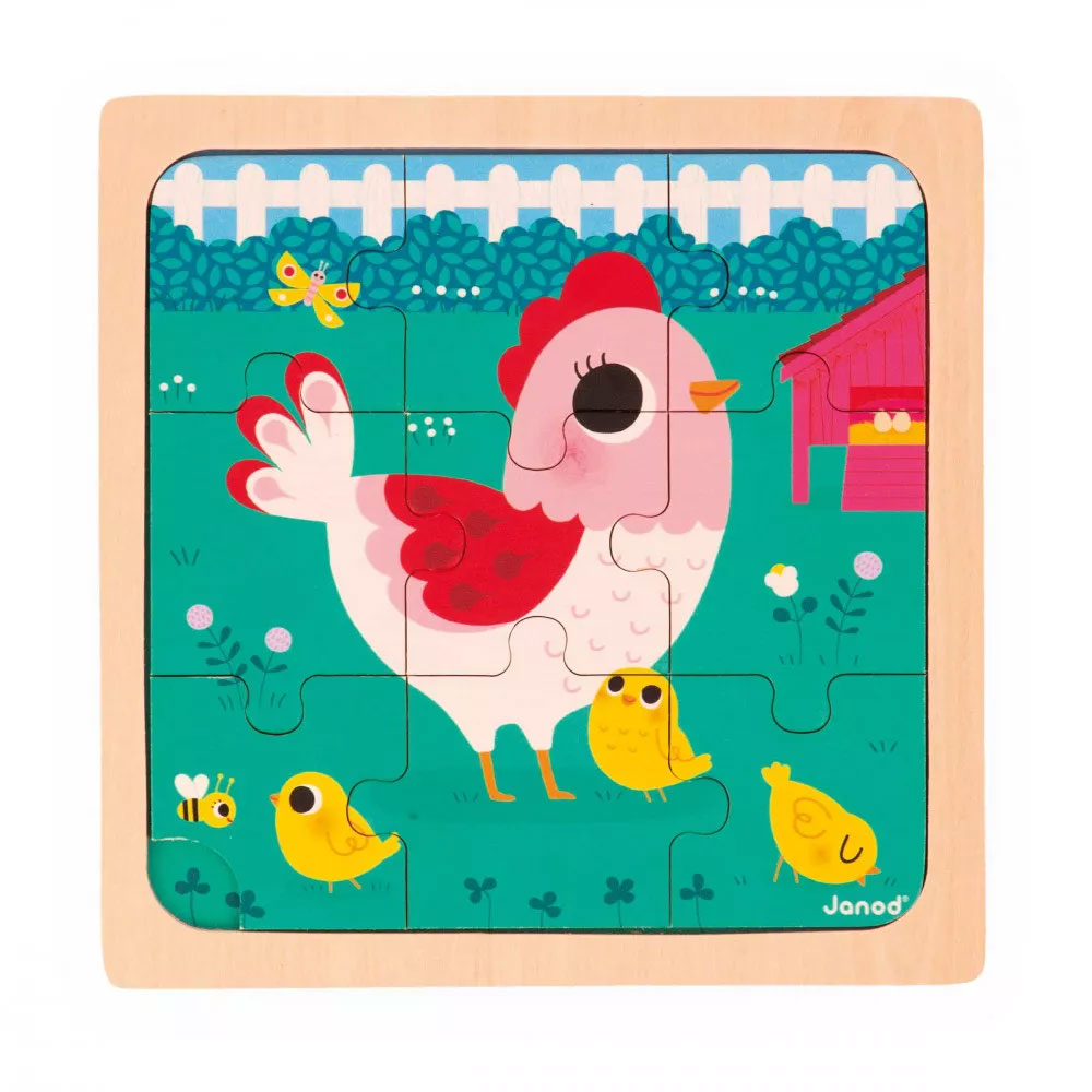 Puzzle De Madeira Janod 9 Peças Galinha Henriette J07110 ( Imagem 4 de 4 ) - Preview