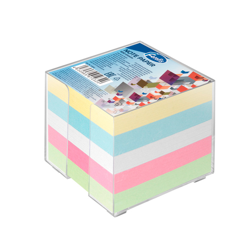 Bloco De Notas 90X90Mm Forofis Liso C/800Fl 5 Cores Pastel C/Base Acrílica 91032 ( Imagem 2 de 2 ) - Preview