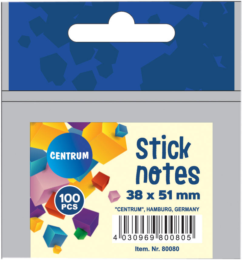 Bloco De Notas Aderentes Centrum 38X51Mm Amarelo Pastel 100Fl 80080 Blister ( Imagem 2 de 2 ) - Preview