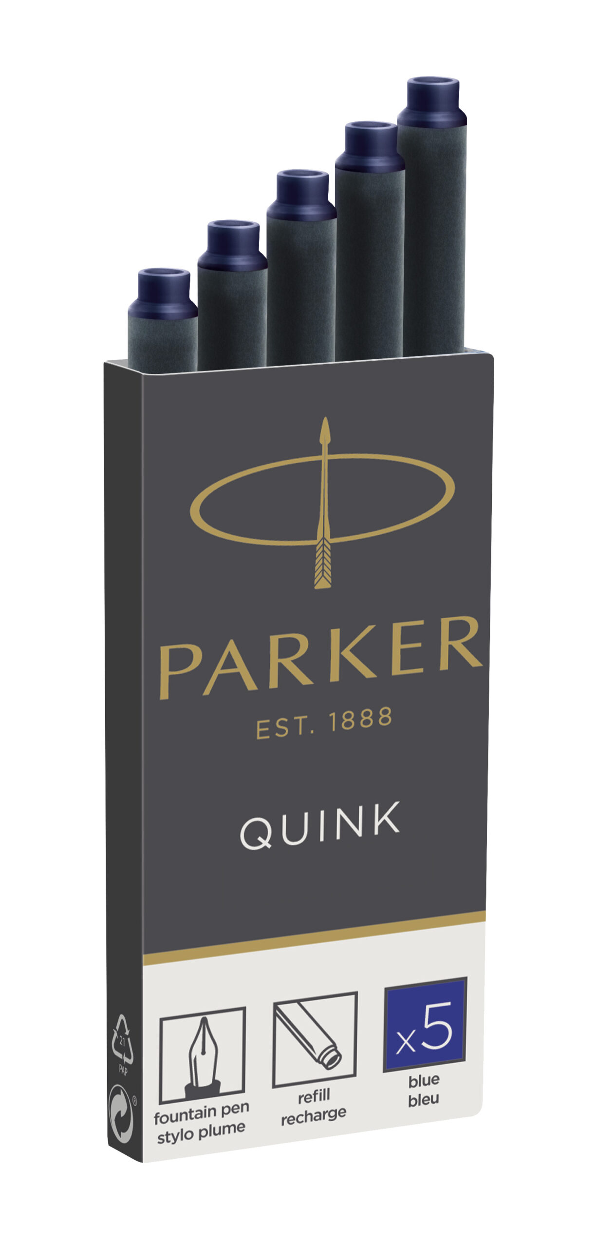 Recarga P/Caneta Parker Azul 1950384 C/5 ( Imagem 2 de 3 ) - Preview