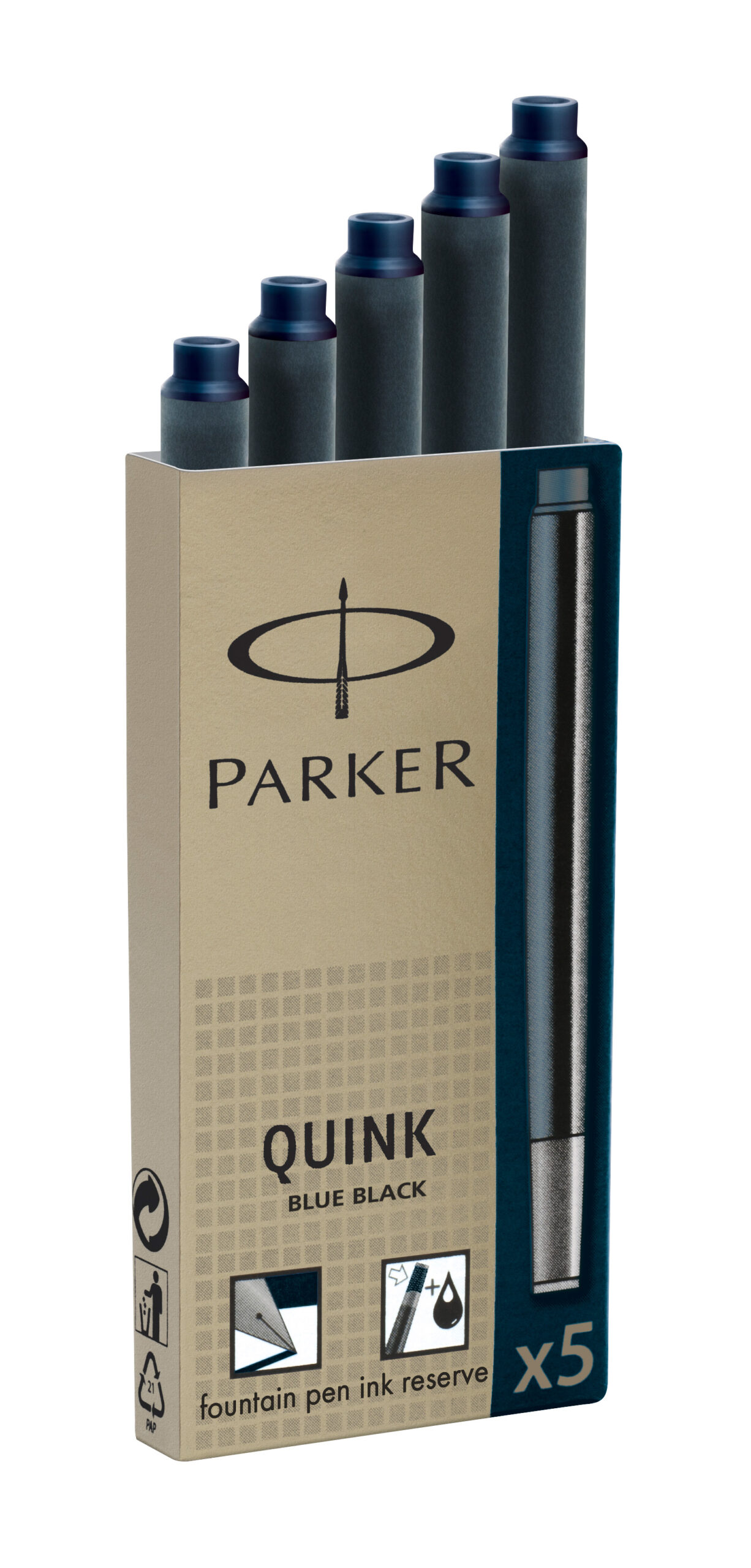 Recarga P/Caneta Parker Azul Negro 1950385 C/5 ( Imagem 2 de 2 ) - Preview
