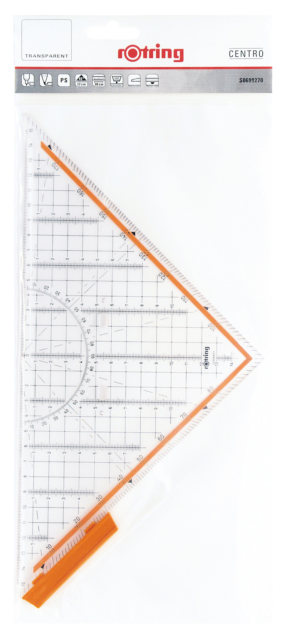 ROTRING - ESQUADRO GEOMETRIA 32cm C/ PEGA ( Imagem 2 de 4 ) - Preview