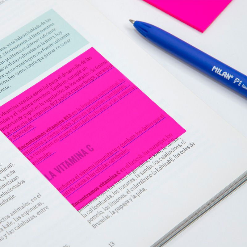 Bloco de notas adesivas milan 76x76 mm removivel plastico translucido rosa fluor 50 folhas ( Imagem 5 de 9 ) - Preview