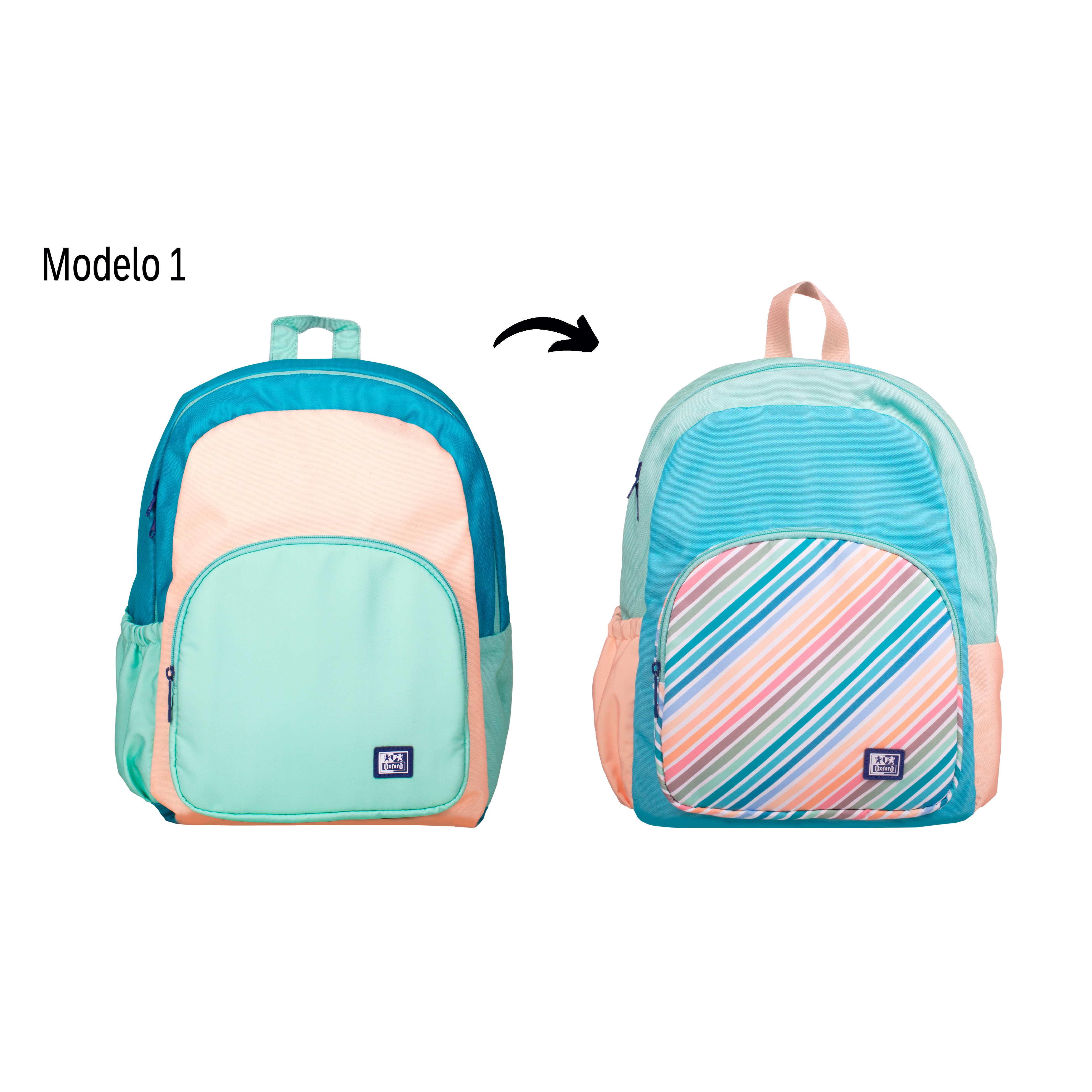 Mochila Oxford Color Block Reversivel 38,5X30X13Cm Sortido 400182982 ( Imagem 2 de 4 ) - Preview