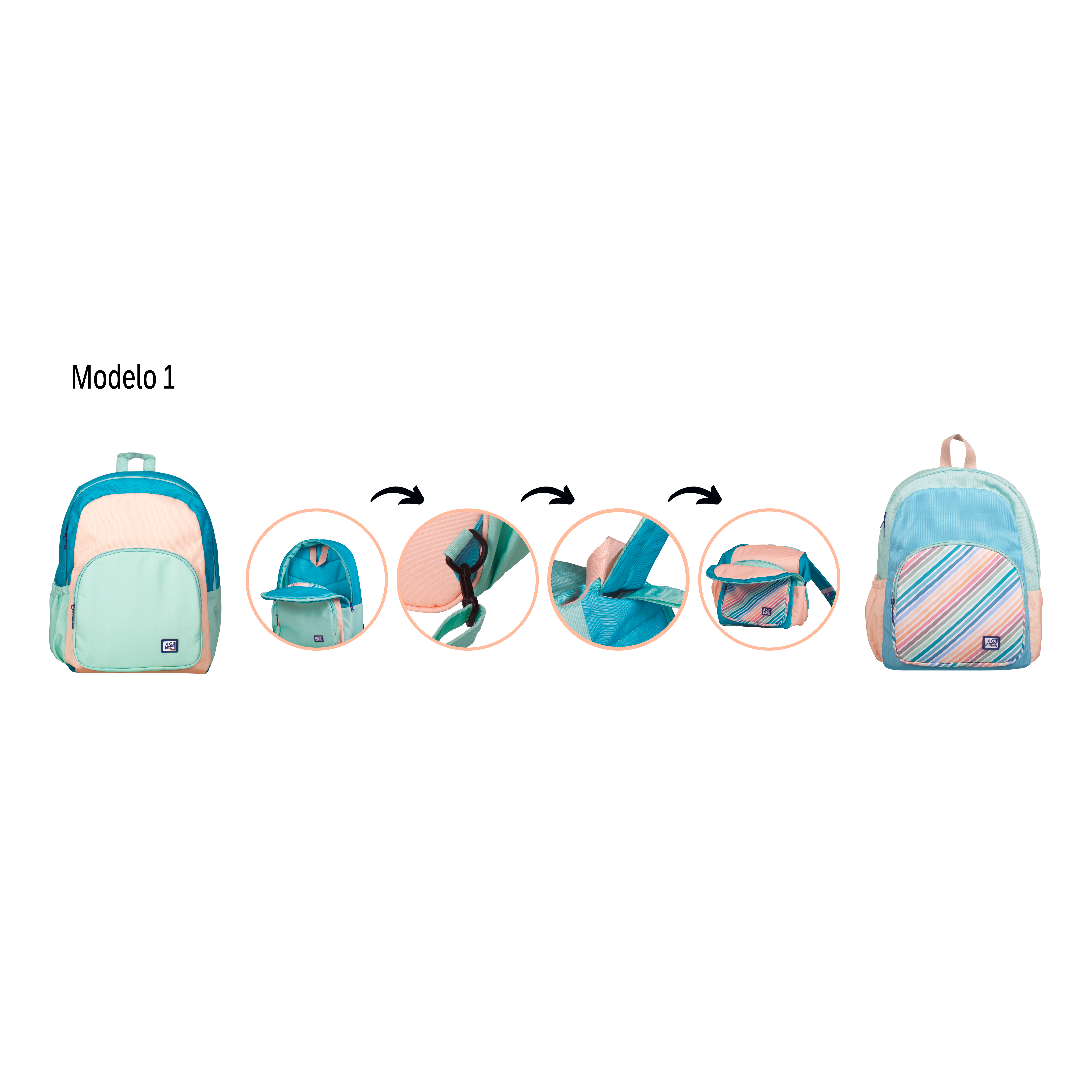 Mochila Oxford Color Block Reversivel 38,5X30X13Cm Sortido 400182982 ( Imagem 4 de 4 ) - Preview