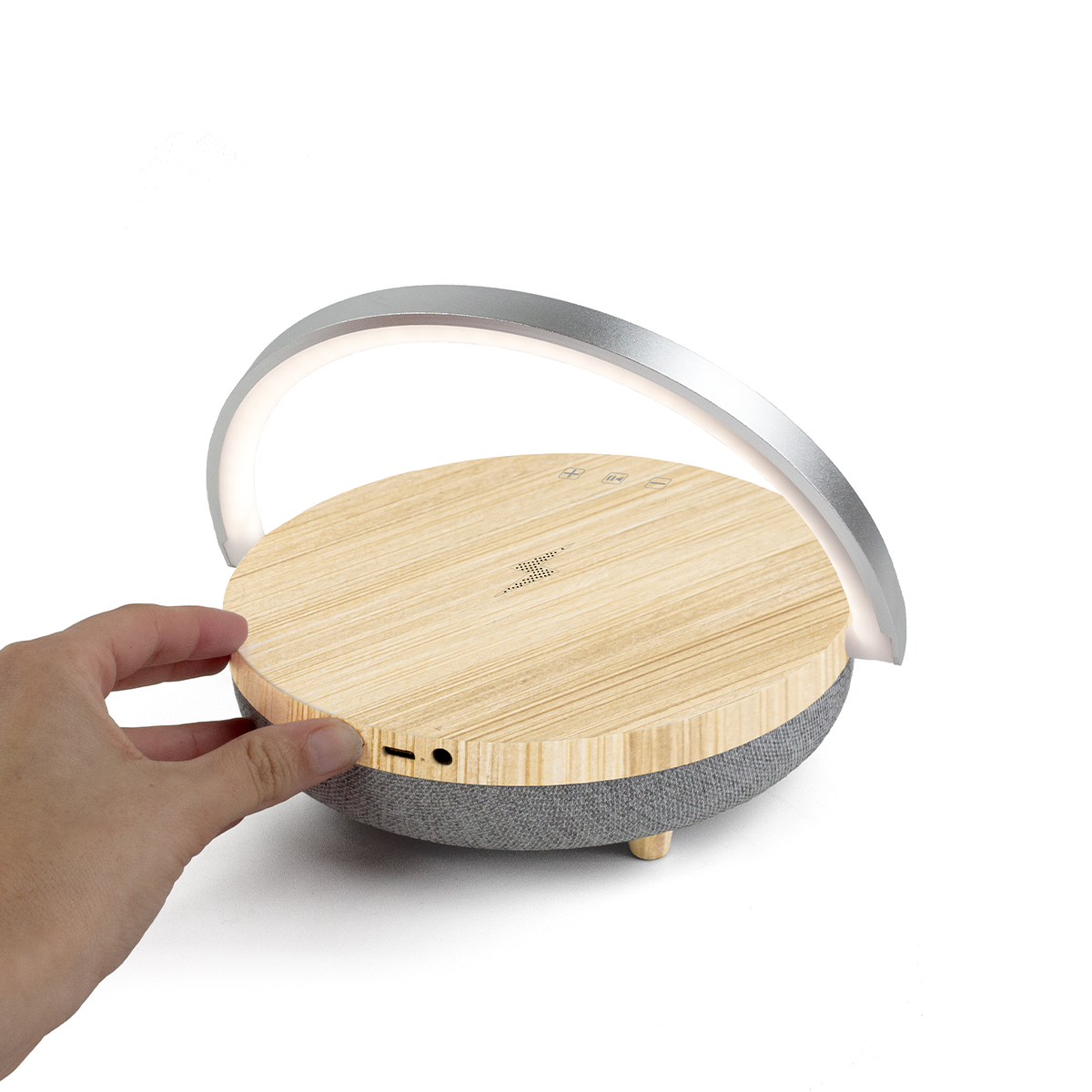 PRIXTON Bluetooth Speaker Light Charging Base LED Lamp - Wood ( Imagem 3 de 4 ) - Preview