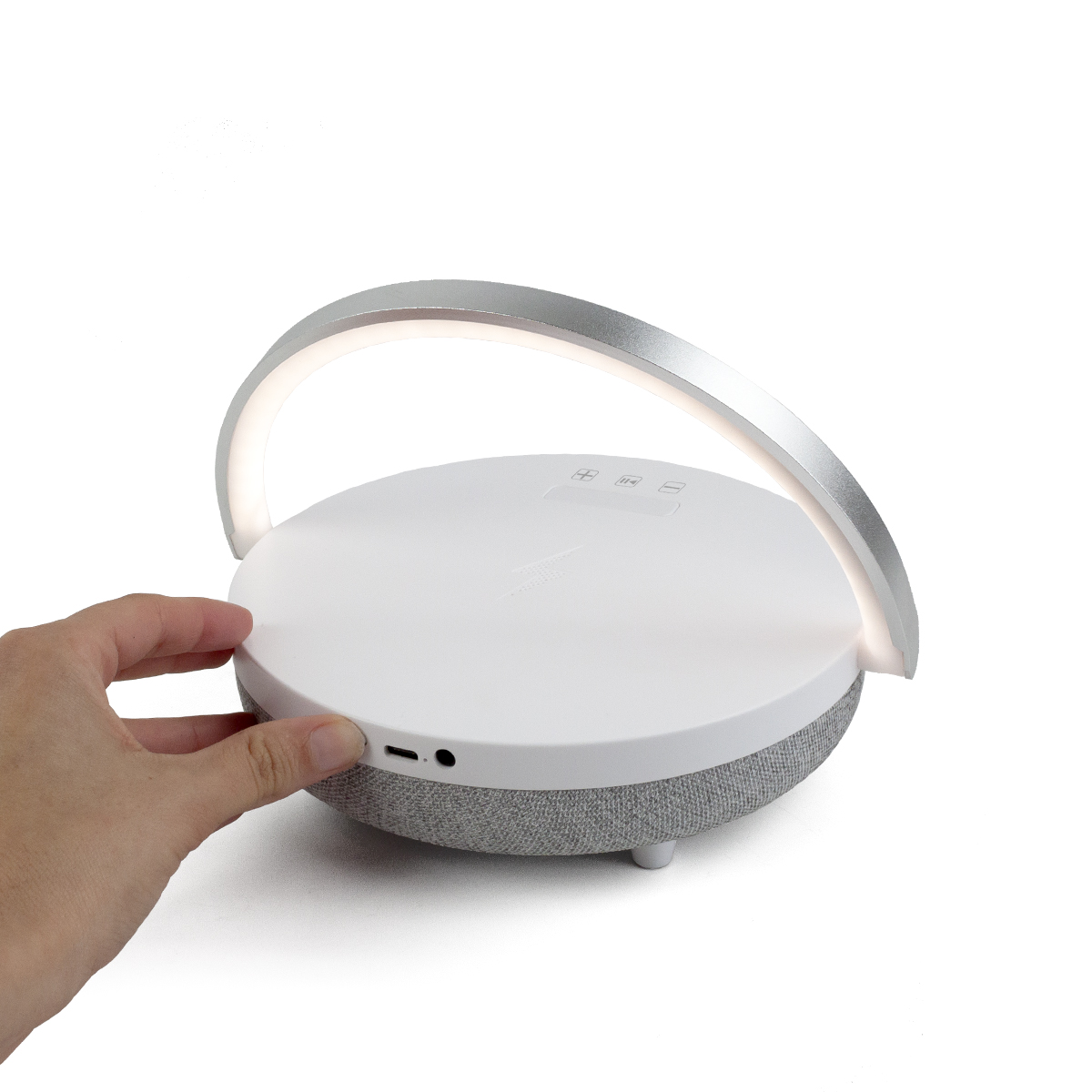 Coluna Bluetooth PRIXTON Speaker Ligth Base Carga Lâmpada LED - Branco ( Imagem 3 de 4 ) - Preview