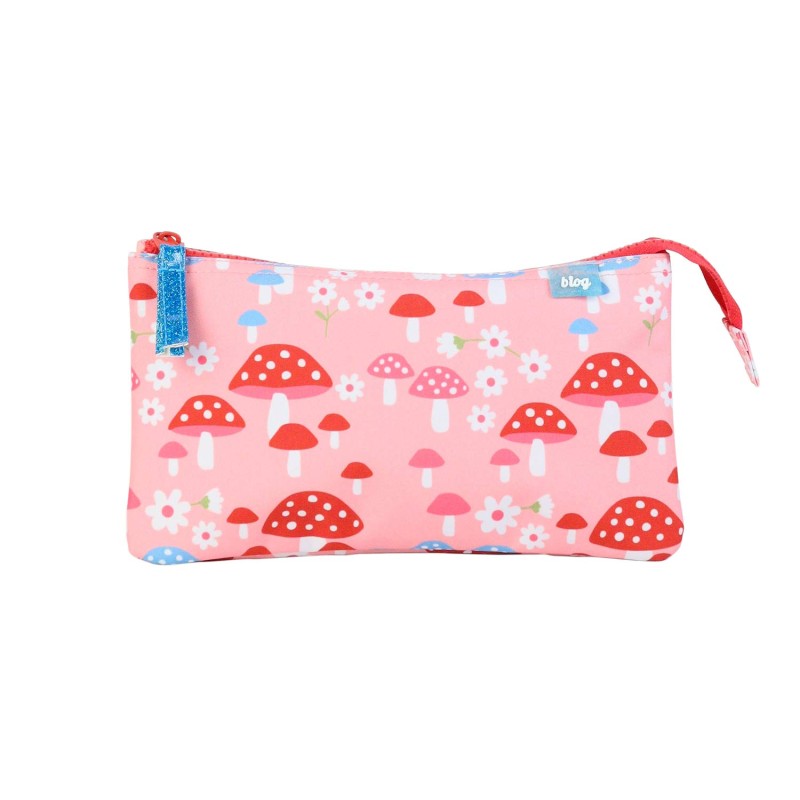 Estojo Escolar Triplo B'LOG PINK MUSHROOMS ( Imagem 2 de 2 ) - Preview