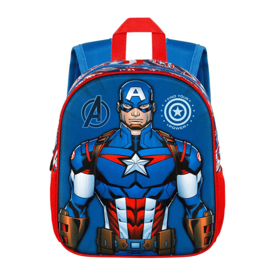 Marvel Capitão América First Mochila 3D Pequena, Azul ( Imagem 2 de 5 ) - Preview
