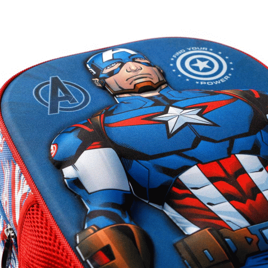 Marvel Capitão América First Mochila 3D Pequena, Azul ( Imagem 4 de 5 ) - Preview