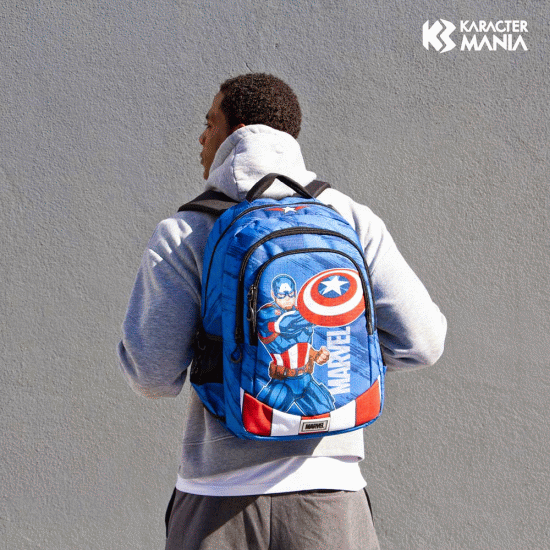 Marvel Capitão América Gears Mochila Running PLUS, Azul ( Imagem 2 de 5 ) - Preview
