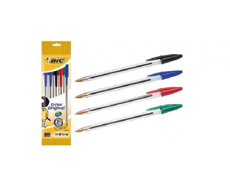 Esferográfica BIC Cristal Original 5 unidades de cores sortidas 2 azul / 1 preta / 1 vermelha / 1 verde ( Imagem 3 de 5 ) - Preview