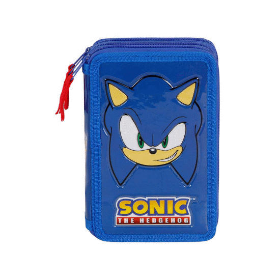 Sonic The Hedgehog - SEGA Sight Estojo para Lápis Completo Triplo, Azul ( Imagem 3 de 5 ) - Preview