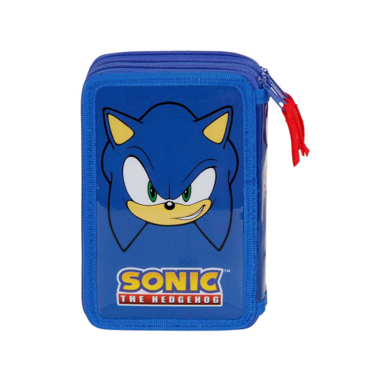 Sonic The Hedgehog - SEGA Sight Estojo para Lápis Completo Triplo, Azul ( Imagem 4 de 5 ) - Preview