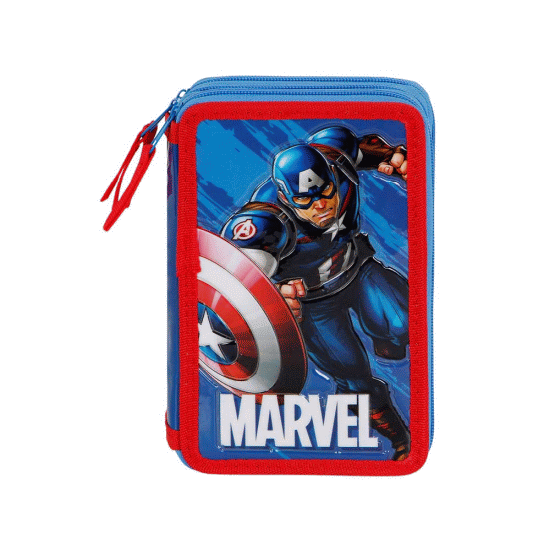 Marvel Capitão América Run Estojo para Lápis Completo Triplo, Azul ( Imagem 3 de 5 ) - Preview