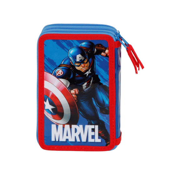 Marvel Capitão América Run Estojo para Lápis Completo Triplo, Azul ( Imagem 4 de 5 ) - Preview