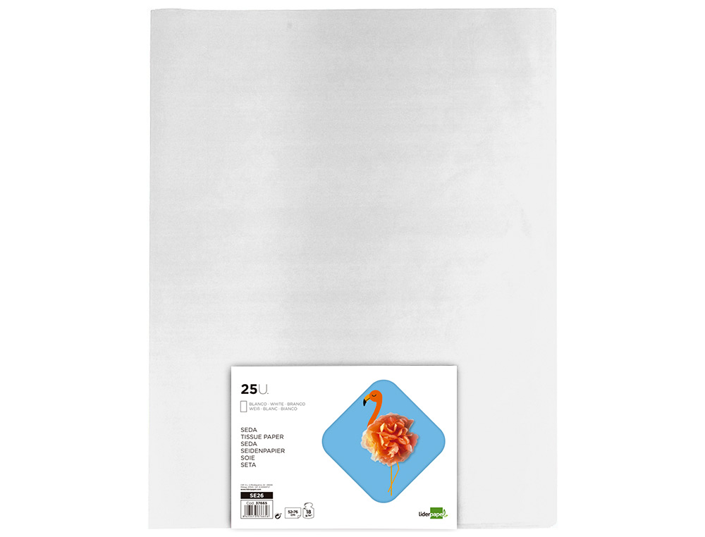 Papel Seda Liderpapel 52 x 76cm 18 gr Branco Pack 25 Folhas ( Imagem 2 de 7 ) - Preview