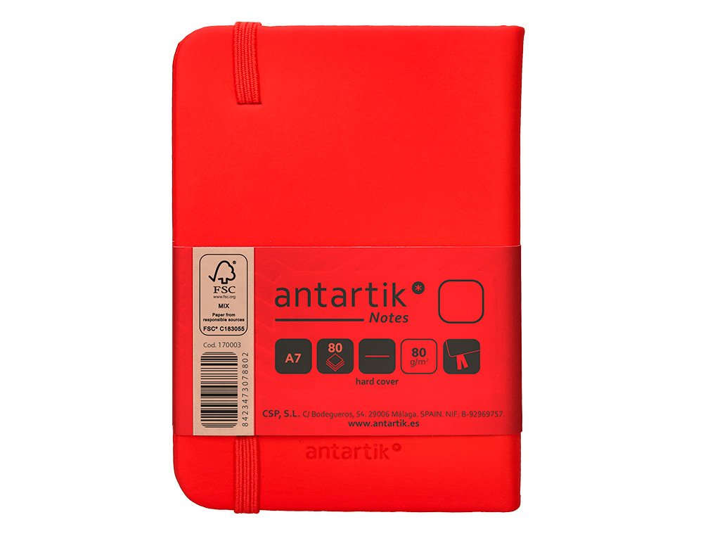 Caderno com elastico antartik capa dura a7 folhas lisas vermelho 80 folhas 80 gr fsc ( Imagem 3 de 11 ) - Preview
