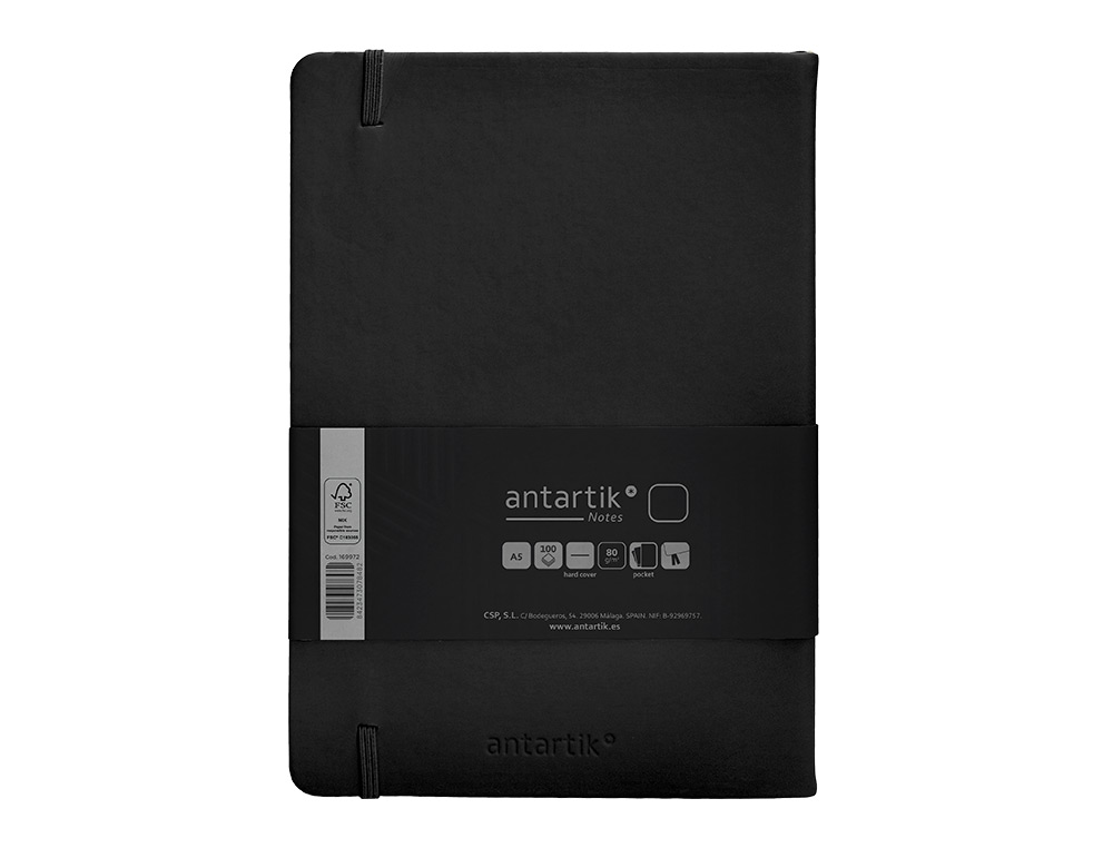 Caderno com elastico antartik capa dura a5 folhas lisas preto 100 folhas 80 gr fsc ( Imagem 3 de 11 ) - Preview