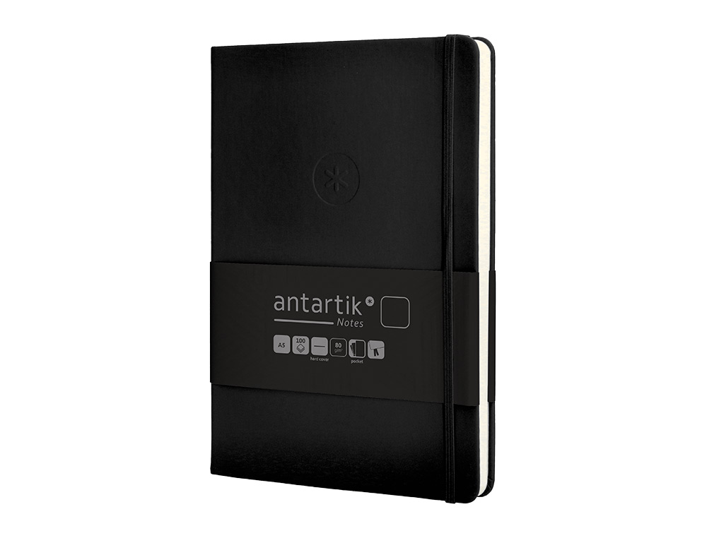 Caderno com elastico antartik capa dura a5 folhas lisas preto 100 folhas 80 gr fsc ( Imagem 4 de 11 ) - Preview