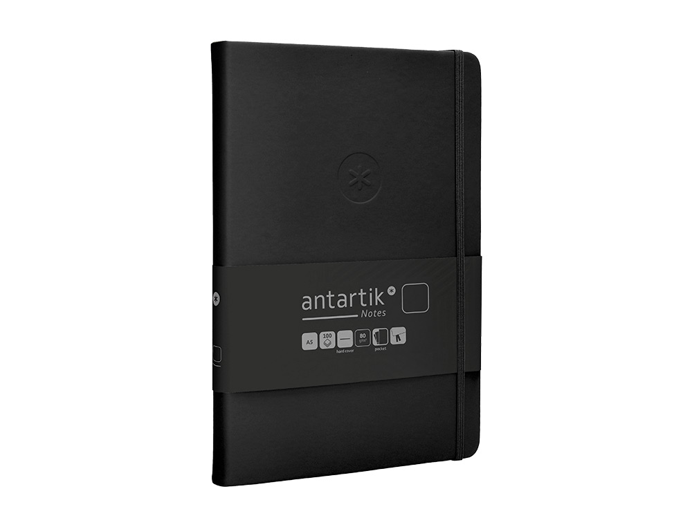 Caderno com elastico antartik capa dura a5 folhas lisas preto 100 folhas 80 gr fsc ( Imagem 5 de 11 ) - Preview