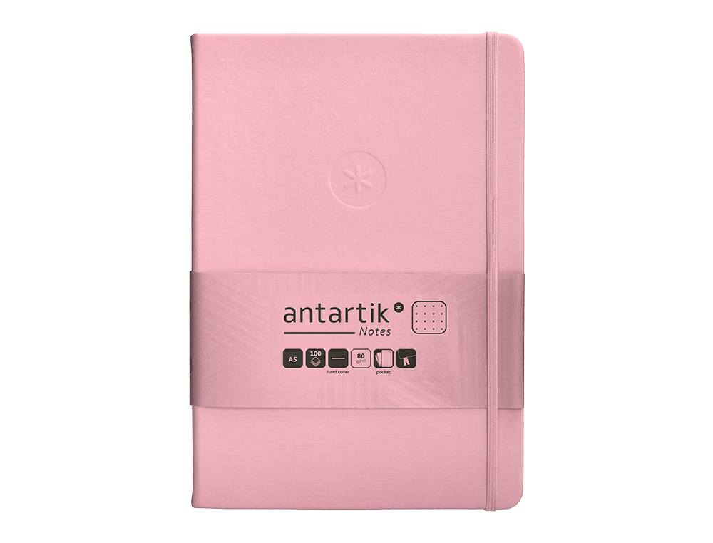 Caderno com elastico antartik capa dura a5 folhas pontos rosa pastel 100 folhas 80 gr fsc ( Imagem 2 de 11 ) - Preview