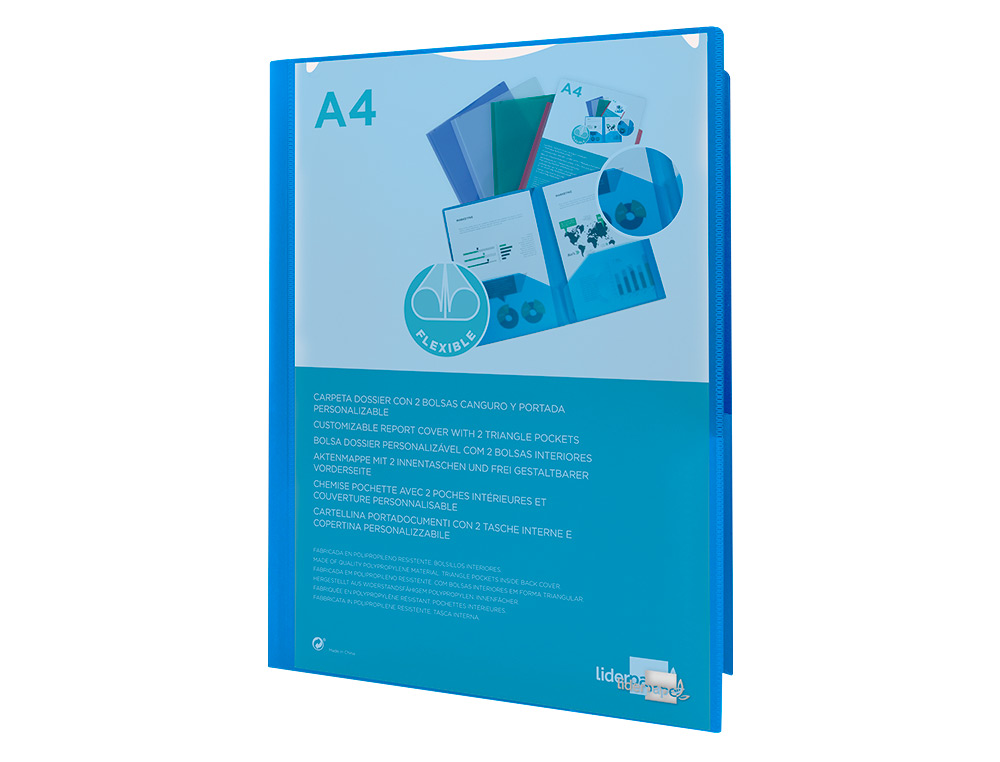 Bolsa Dossier Liderpapel C/Dupla Bolsa Din A4 – Azul ( Imagem 3 de 13 ) - Preview
