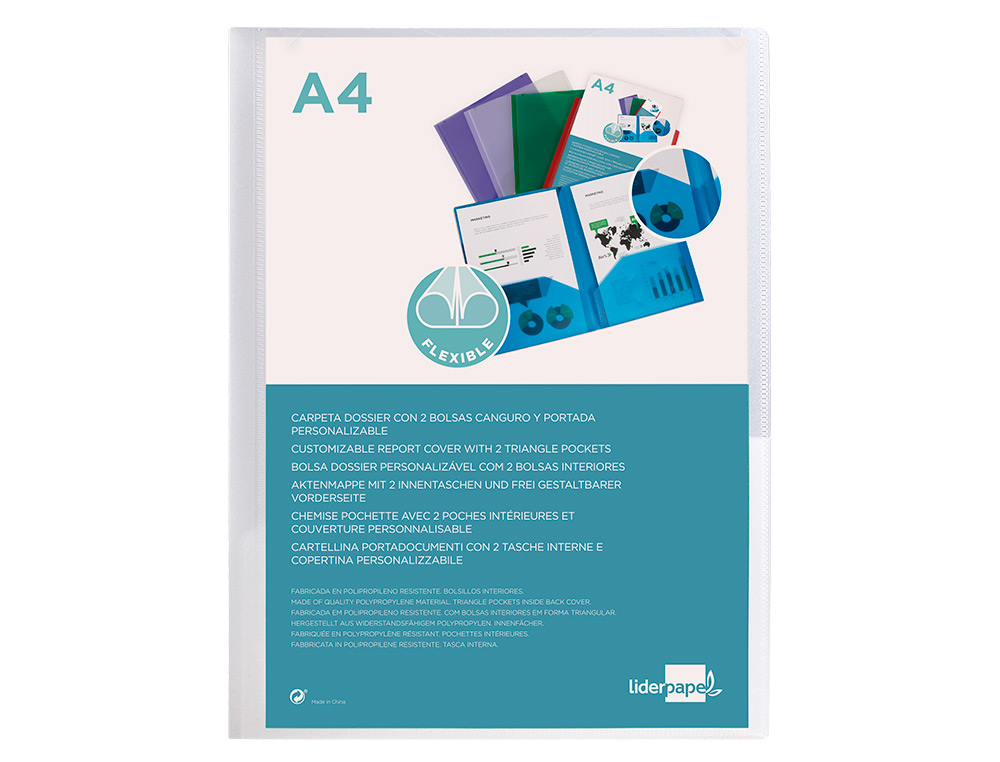 Bolsa Dossier Liderpapel C/Dupla Bolsa Din A4 – Cristal ( Imagem 2 de 22 ) - Preview