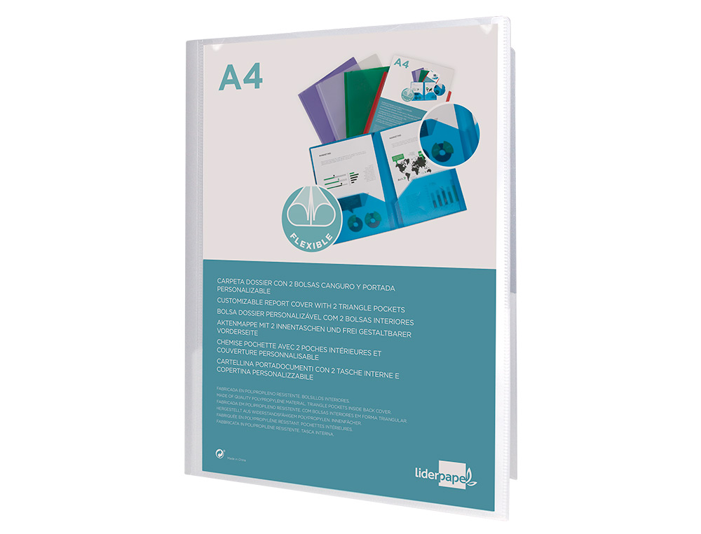 Bolsa Dossier Liderpapel C/Dupla Bolsa Din A4 – Cristal ( Imagem 3 de 22 ) - Preview
