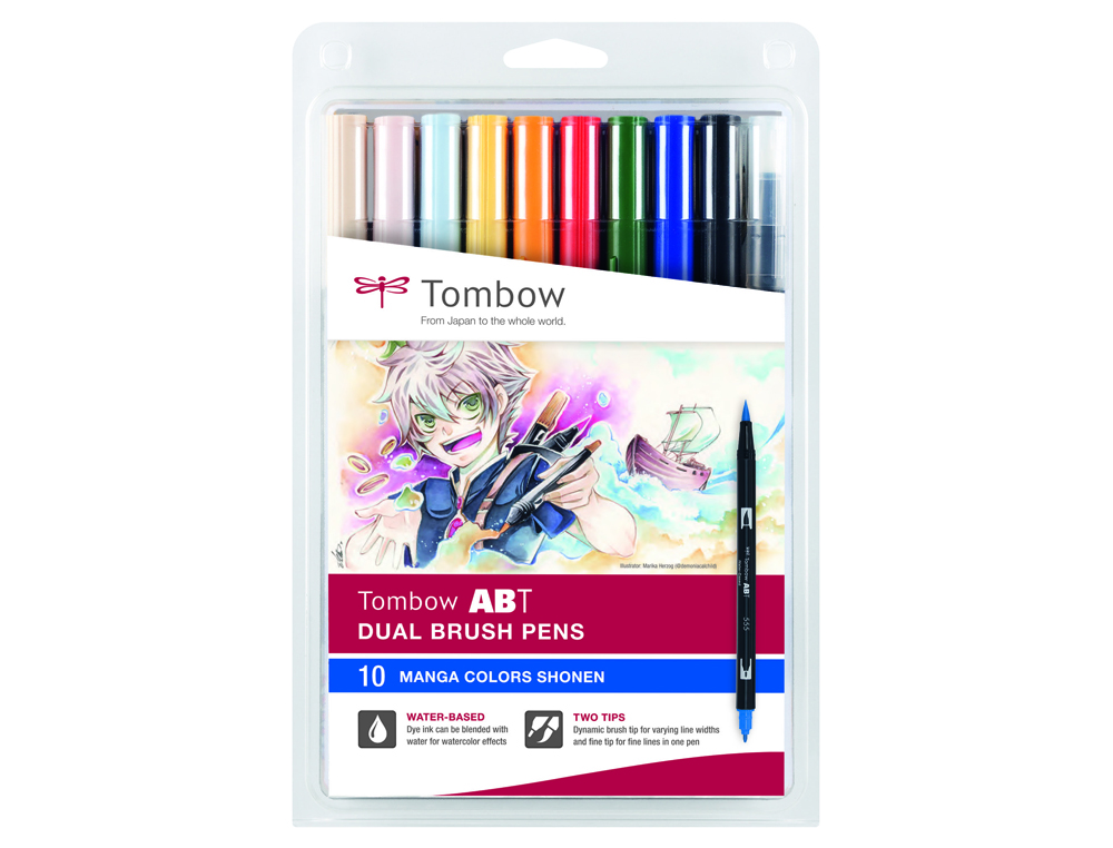Marcador tombow dual brush ponta dupla pincel estojo de 10 unidades cores sortidas ( Imagem 2 de 3 ) - Preview