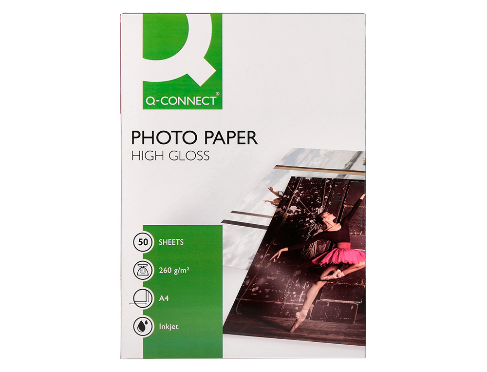 Papel fotografia q-connect glossy tinteiro din a4 260 gr caixa de 50 folhas ( Imagem 2 de 12 ) - Preview