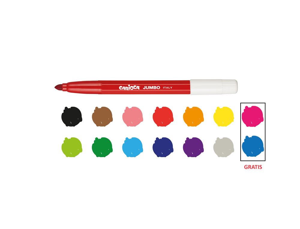 Marcador carioca jumbo ponta grossa bolsa papel 12 unidades cores sortidas +2 gratis ( Imagem 4 de 5 ) - Preview