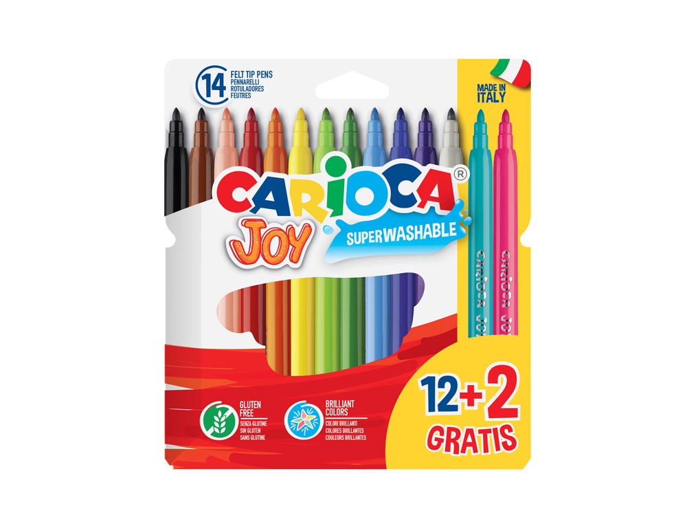 Marcador carioca joy bolsa papel 12 unidades cores sortidas + 2 gratis ( Imagem 2 de 5 ) - Preview