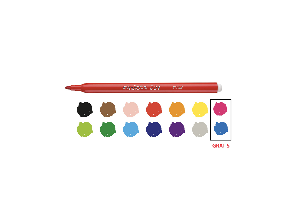 Marcador carioca joy bolsa papel 12 unidades cores sortidas + 2 gratis ( Imagem 5 de 5 ) - Preview