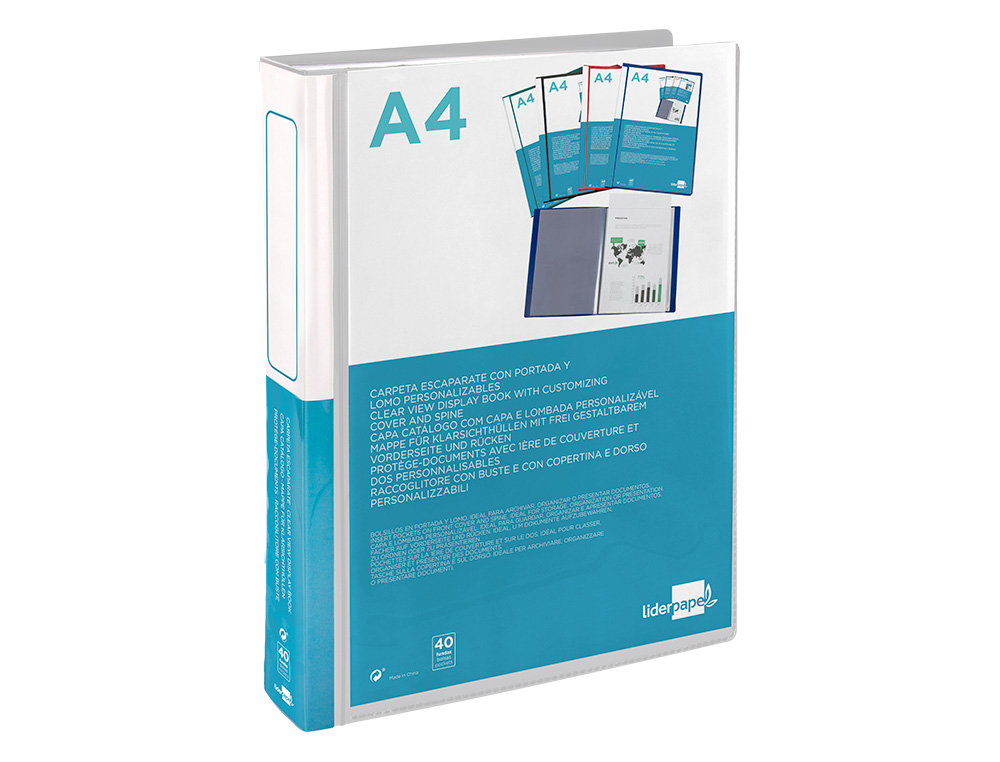 Capa catalogo liderpapel 40 bolsas din a4 transparente ( Imagem 4 de 9 ) - Preview