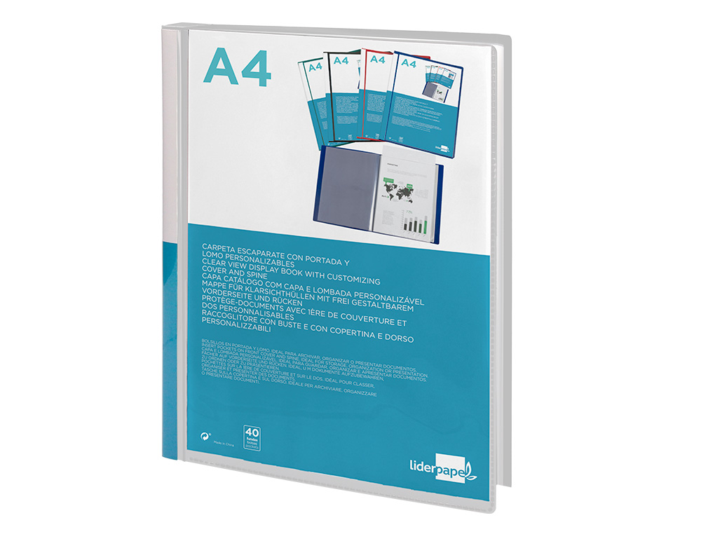 Capa catalogo liderpapel 40 bolsas din a4 transparente ( Imagem 5 de 9 ) - Preview