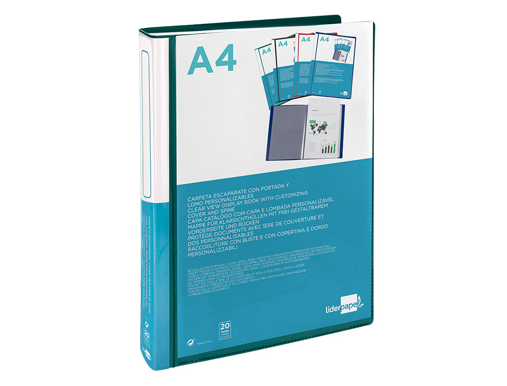 Capa catalogo liderpapel 20 bolsas din a4 verde translucido ( Imagem 4 de 9 ) - Preview