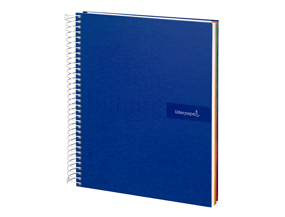 Caderno espiral liderpapel din a4 crafty capa forrada 120 f 90 gr quadricula 5 mm 5 bandas de cores 4 cores cor azul ( Imagem 4 de 16 ) - Preview